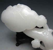 Load image into Gallery viewer, 10''Height-Chinese Genuine Natural White Jade Hand-Carved Lingzhi &amp; Ruyi Statue (Medium)