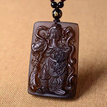 Load image into Gallery viewer, Certified Natural Icy Obsidian Emerald Jade Guang Gong Pendant