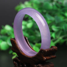 Load image into Gallery viewer, 10% OFF on Sales- 56/ 58/ 60/ 62 mm-Certified Natural Purple Icy Jadeite Emerald Jade tablets Bracelet Bangle《Grade A》
