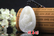 Load image into Gallery viewer, Certified Natural White Jade HandCarved Kuanyin Pendant