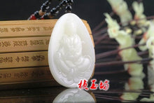 Load image into Gallery viewer, Certified Natural White Jade HandCarved Kuanyin Pendant