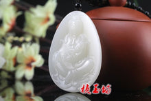 Load image into Gallery viewer, Certified Natural White Jade HandCarved Kuanyin Pendant