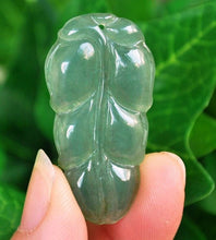 Load image into Gallery viewer, 10% OFF- Certified Natural Oily Icy Jadeite Emerald A*Jade HandCarved Leaf Pendant 0539