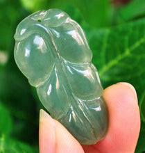 Load image into Gallery viewer, 10% OFF- Certified Natural Oily Icy Jadeite Emerald A*Jade HandCarved Leaf Pendant 0539