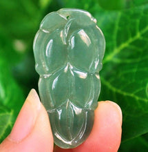 Load image into Gallery viewer, 10% OFF- Certified Natural Oily Icy Jadeite Emerald A*Jade HandCarved Leaf Pendant 0539
