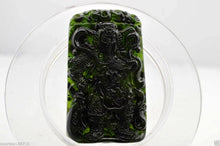 Load image into Gallery viewer, Certified Natural Black-Green Hetain Jade HandCarved Kuanyu Pendant