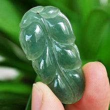 Load image into Gallery viewer, 10% OFF- Certified Natural Oily Icy Jadeite Emerald A*Jade HandCarved Leaf Pendant《Grade A》6767
