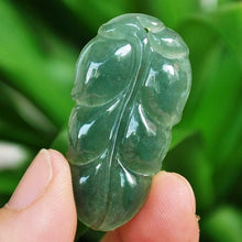 Load image into Gallery viewer, 10% OFF- Certified Natural Oily Icy Jadeite Emerald A*Jade HandCarved Leaf Pendant《Grade A》6767