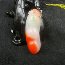 Load image into Gallery viewer, 10% OFF- Certified Natural 3-Color Ice Jadeite Emerald A*Jade HandCarved Ping Beans Pendant 3304