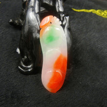 Load image into Gallery viewer, 10% OFF- Certified Natural 3-Color Ice Jadeite Emerald A*Jade HandCarved Ping Beans Pendant 3304