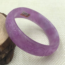 Load image into Gallery viewer, 10% OFF on Sales) 52-54 mm Certified Natural Purple Ice Jadeite Emerald Jade Tablets Bracelet Bangle《Grade A》A-2117