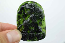 Load image into Gallery viewer, Certified Natural Black-Green Hetian Jade Tiger Pendant