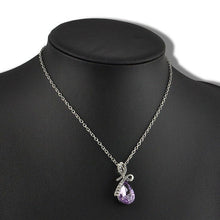 Load image into Gallery viewer, 10% OFF on Sales- New Fashion Woman Natural Purple/Blue Teardrop Gem Stone Pendant-Silver Necklace