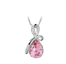 Load image into Gallery viewer, 10% OFF on Sales- New Fashion Woman Natural Green/Clear/Pink/Yellow/Blue Teardrop Gem Stone Pendant-Silver Necklace