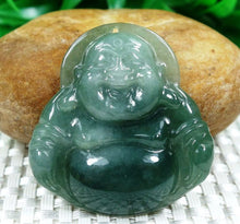 Load image into Gallery viewer, 10% OFF- Certified Natural Oily Icy Jadeite Emerald A*Jade HandCarved Buddha Pendant 0714