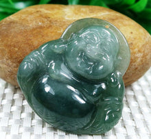 Load image into Gallery viewer, 10% OFF- Certified Natural Oily Icy Jadeite Emerald A*Jade HandCarved Buddha Pendant 0714