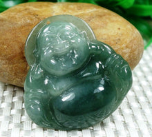 Load image into Gallery viewer, 10% OFF- Certified Natural Oily Icy Jadeite Emerald A*Jade HandCarved Buddha Pendant 0714