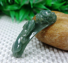 Load image into Gallery viewer, 10% OFF- Certified Natural Oily Icy Jadeite Emerald A*Jade HandCarved Dragon-Pixiu Pendant 4798