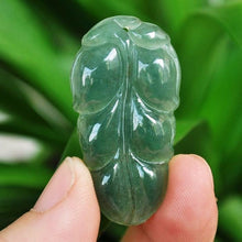 Load image into Gallery viewer, 10% OFF- Certified Natural Oily Icy Jadeite Emerald A*Jade HandCarved Leaf Pendant《Grade A》6767