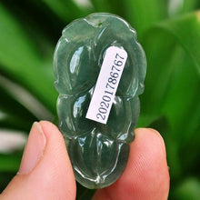 Load image into Gallery viewer, 10% OFF- Certified Natural Oily Icy Jadeite Emerald A*Jade HandCarved Leaf Pendant《Grade A》6767