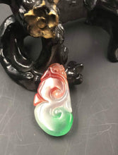 Load image into Gallery viewer, Certified Natural Ice Jadeite Emerald Jade Dragon Ruyi Pendant《Grade A》3187