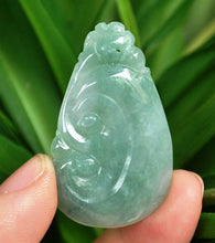 Load image into Gallery viewer, 10% OFF- Certified Natural Oily Icy Jadeite Emerald A*Jade HandCarved Dragon-Ruyi Pendant A1940