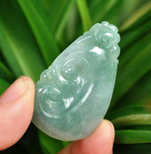 Load image into Gallery viewer, 10% OFF- Certified Natural Oily Icy Jadeite Emerald A*Jade HandCarved Dragon-Ruyi Pendant A1940