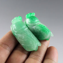 Load image into Gallery viewer, 10% OFF on Sales- Certified Natural Jadeite Emerald Jade A Pair-Cicada Pendants《Grade A》1947