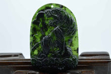Load image into Gallery viewer, Certified Natural Black-Green Hetian Jade Tiger Pendant