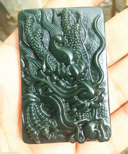 Load image into Gallery viewer, Certified Natural Green Hetain Jade HandCarved Dragon Pendant