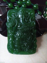 Load image into Gallery viewer, Certified Natural Green Hetain Jade HandCarved Kuanyu Pendant