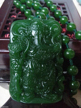 Load image into Gallery viewer, Certified Natural Green Hetian Jade Kuan Yu Pendant