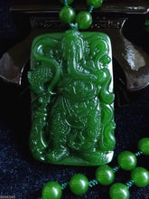 Load image into Gallery viewer, Certified Natural Green Hetian Jade Kuan Yu Pendant
