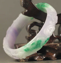 Load image into Gallery viewer, 10% OFF- 58/59/60 mm Certified Natural 3-Color Ice Jadeite Emerald Jade Tablets Flower Bracelet Bangle《Grade A》NO.X738
