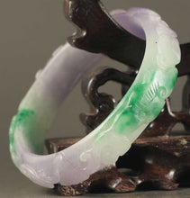 Load image into Gallery viewer, 10% OFF- 58/59/60 mm Certified Natural 3-Color Ice Jadeite Emerald Jade Tablets Flower Bracelet Bangle《Grade A》NO.X738