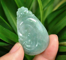 Load image into Gallery viewer, 10% OFF- Certified Natural Oily Icy Jadeite Emerald A*Jade HandCarved Dragon-Ruyi Pendant A1940
