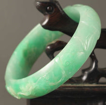 Load image into Gallery viewer, 10% OFF- 55/56 mm Certified Natural Jadeite Emerald A Jade HandCarved Ruyi Flower Bracelet Bangle Y352