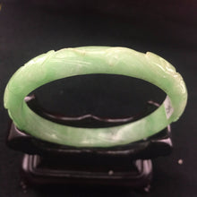 Load image into Gallery viewer, 10% OFF- 56/57 mm Certified Natural Jadeite Emerald A Jade HandCarved Ruyi Flower Bracelet Bangle A-2491