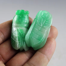 Load image into Gallery viewer, 10% OFF on Sales- Certified Natural Jadeite Emerald Jade A Pair-Cicada Pendants《Grade A》1947