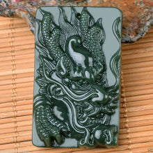 Load image into Gallery viewer, Certified Natural Green Hetain Jade HandCarved Dragon Pendant