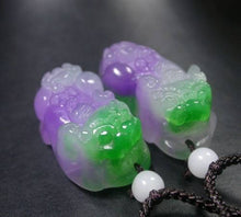 Load image into Gallery viewer, 10% OFF on Sales - Certified Natural Jadeite Emerald Jade A Pair-Pixiu Pendants《Grade A》