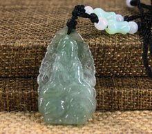 Load image into Gallery viewer, Certified 10% OFF- Natural Ice Jadeite Emerald Jade Tablet Kuanyin Pendant《Grade A》