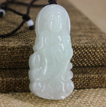 Load image into Gallery viewer, 10% OFF- Certified Natural Light 3-Color Jadeite Emerald Jade Kuanyin Pendant《Grade A》