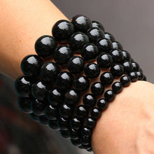Load image into Gallery viewer, 54-60 mm Certified Natural Black Emerald Jade Beads Stretchy Bracelet 《Grade A》