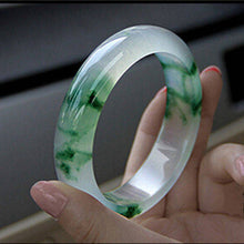 Load image into Gallery viewer, 10% OFF- 56/57/58mm Certified Natural Ice Jadeite Emerald A*Jade Handcarved Bangle A1940