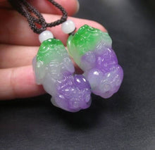 Load image into Gallery viewer, 10% OFF on Sales - Certified Natural Jadeite Emerald Jade A Pair-Pixiu Pendants《Grade A》