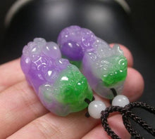 Load image into Gallery viewer, 10% OFF on Sales - Certified Natural Jadeite Emerald Jade A Pair-Pixiu Pendants《Grade A》