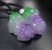 Load image into Gallery viewer, 10% OFF on Sales - Certified Natural Jadeite Emerald Jade A Pair-Pixiu Pendants《Grade A》