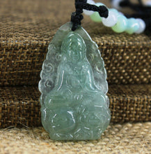 Load image into Gallery viewer, Certified 10% OFF- Natural Ice Jadeite Emerald Jade Tablet Kuanyin Pendant《Grade A》