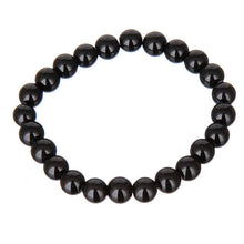 Load image into Gallery viewer, 54-60 mm Certified Natural Black Emerald Jade Beads Stretchy Bracelet 《Grade A》